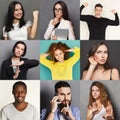 Diverse young people positive and negative emotions set Royalty Free Stock Photo