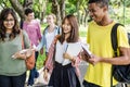 Diverse Young Students Book Outdoors Concept Royalty Free Stock Photo