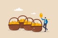 Diversification, investment portfolio strategy to reduce risk and maximize return, earning and profit, asset allocation concept,