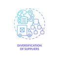Diversification of suppliers blue gradient concept icon
