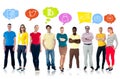 Diversified people with graphic modern icons Royalty Free Stock Photo