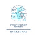 Diversify investment portfolio turquoise concept icon