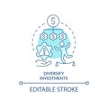 Diversify investments turquoise concept icon