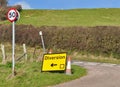 Diversion sign in countryside Royalty Free Stock Photo