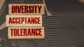 Diversity acceptance tolerance words on wooden blocks. Equal rights concept