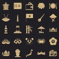 Diversity asia icons set, simple style