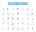 Diversity avatar linear icons set. Inclusivity, Representation, Identity, Equality, Culture, Diversity, Multiculturalism