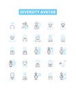 Diversity avatar vector line icons set. Different, Avatar, Variety, Inclusion, Plurality, Diversity, Panoply