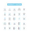 Diversity avatar vector line icons set. Different, Avatar, Variety, Inclusion, Plurality, Diversity, Panoply