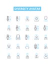 Diversity avatar vector line icons set. Different, Avatar, Variety, Inclusion, Plurality, Diversity, Panoply