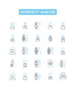 Diversity avatar vector line icons set. Different, Avatar, Variety, Inclusion, Plurality, Diversity, Panoply