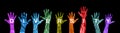 Diversity concept. Diverse group of multiethnic multicultural people hands silhouette