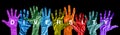 Diversity concept. Diverse group of multiethnic multicultural people hands silhouette
