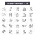 Diversity consultant line icons, signs, vector set, outline illustration concept