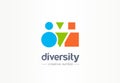 Diversity creative symbol concept. Different shape people, multiethnic community abstract business logo idea Royalty Free Stock Photo