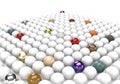 Diversity 3d balls arranged in group color Royalty Free Stock Photo
