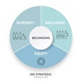 Diversity (DEI) Strategic Framework infographic presentation template with icon vector