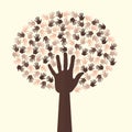 Diversity, different coloured hands, isolated, vector illustration