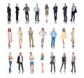 Diversity, different and professional employees standing in white background for employment or qualifications. People