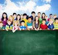 Diversity Friendship Group of Kids Education Blackboard Concept Royalty Free Stock Photo