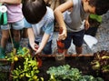 Diversity Group Of Kids Garden Shovel Watering Can Royalty Free Stock Photo