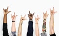 Diversity hands gesturing love sign Royalty Free Stock Photo