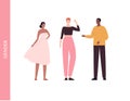 Diversity and inclusion concept. Vector flat character illustration set. Group of various gender person. Male, female and