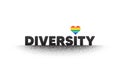 Diversity and Inclusion culture equity logo. LGBT pride flag with diversity text. Pride day with heart icon. Vector