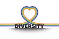 Diversity and Inclusion culture equity logo. LGBT pride flag with diversity text. Pride day with heart icon. Vector