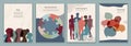 Diversity inclusion and equality concept.Group of multicultural and multiethnic men and women.Silhouette people of diverse culture