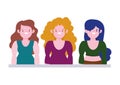 Diversity and inclusion, group short stature women portrait cartoon