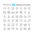 Diversity and inclusion linear icons set