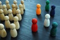 Diversity and Inclusion. Wooden and colored figurines Royalty Free Stock Photo