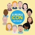 Diversity Interracial Community People Flat Design Icons Concept