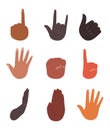 Diversity of isolated hands vector design