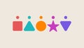Diversity logo, people in form of different geometric shapes