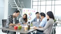 Diversity multiethnic team group of business people meeting in conference room brainstorming with business graph, chart, data info Royalty Free Stock Photo