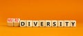 Diversity or neurodiversity symbol. Concept words Diversity and Neurodiversity on wooden cubes. Beautiful orange table orange