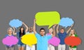 Diversity People Holding Colorful Speech Bubbles Concept Royalty Free Stock Photo