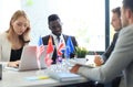 Diversity people talk the international conference partnership. Royalty Free Stock Photo