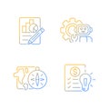 Diversity of school subjects gradient linear vector icons set