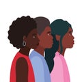 Diversity skins of black women and man cartoons vector design