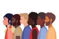 Diversity skins of women and men cartoons vector design