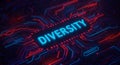 Diversity in Technology with Circuit Digital Futuristic Neon Glowing Innovation Royalty Free Stock Photo