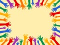 Diversity Theme background, Color Hands Friendship concept.