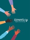 Diversity together we are stronger with open hands vector design