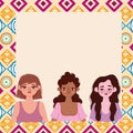 diversity women cartoon portrait characters