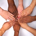 Diversity women`s empowerment hands of color