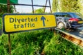 Diverted traffic sign on UK motorway in England