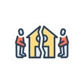 Color illustration icon for Divide, break and house